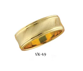 14k Solid Gold Elegant Ladies Modern Concave Finish Flat Band 8MM Ring Vk49v