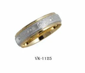 14k Solid Gold Elegant Ladies Modern Distress Finish Flat Band 6mm Ring VK1125v