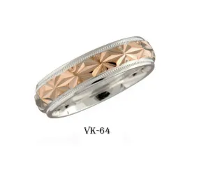 14k Solid Gold Elegant Ladies Modern Flat Court Finishes Flat Band Ring VK64v