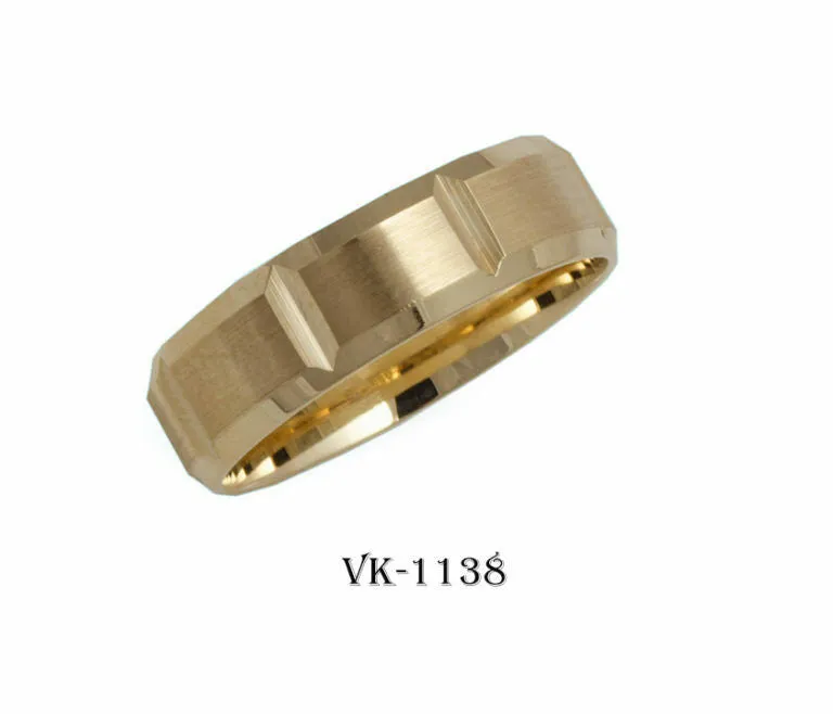 14k Solid Gold Elegant Ladies Modern Matte Finished Flat Band 6mm Ring VK1138v