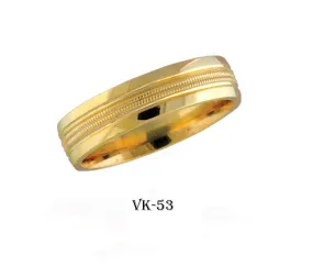 14k Solid Gold Elegant Ladies Modern Shinny Finish Flat Band 6MM Ring VK53v