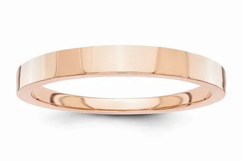 14kt Solid Rose Gold Polished Flat Tapered Design Bridal Engagement Wedding Band 3mm Width