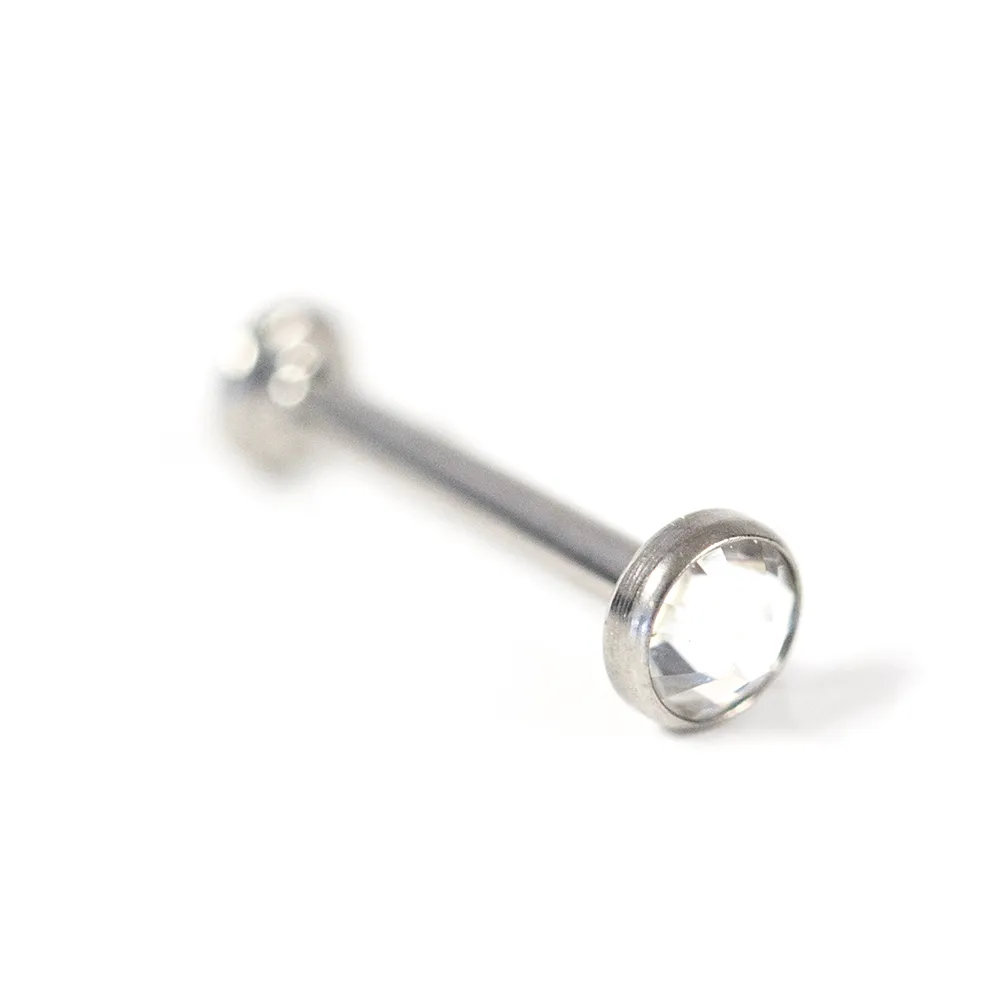 18 Gauge | Flat Jewelled Titanium Labret Stud