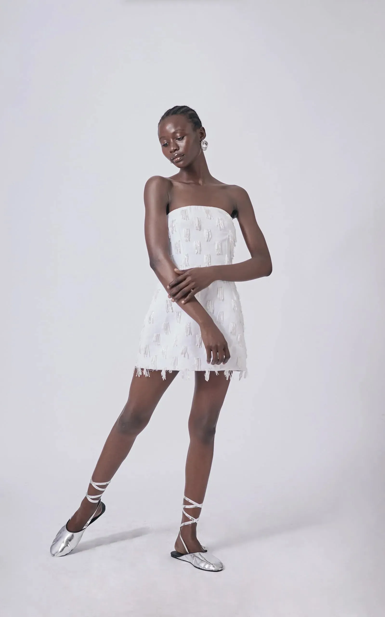 Abiola Olusola MINI HAND-WOVEN WHITE COTTON LINING NAMI MINI DRESS