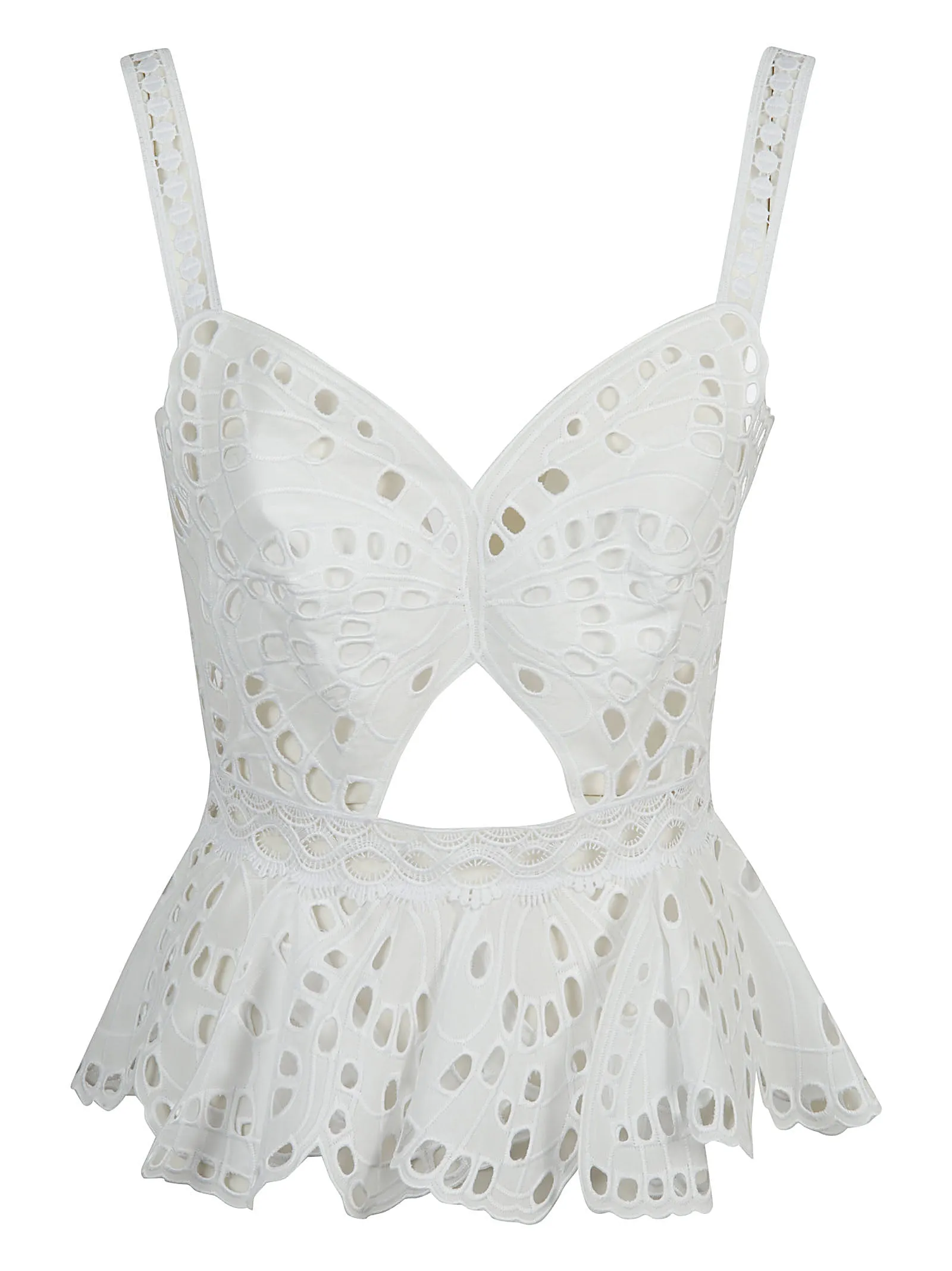 Alberta Ferretti Cut-Out Butterfly Lace Top