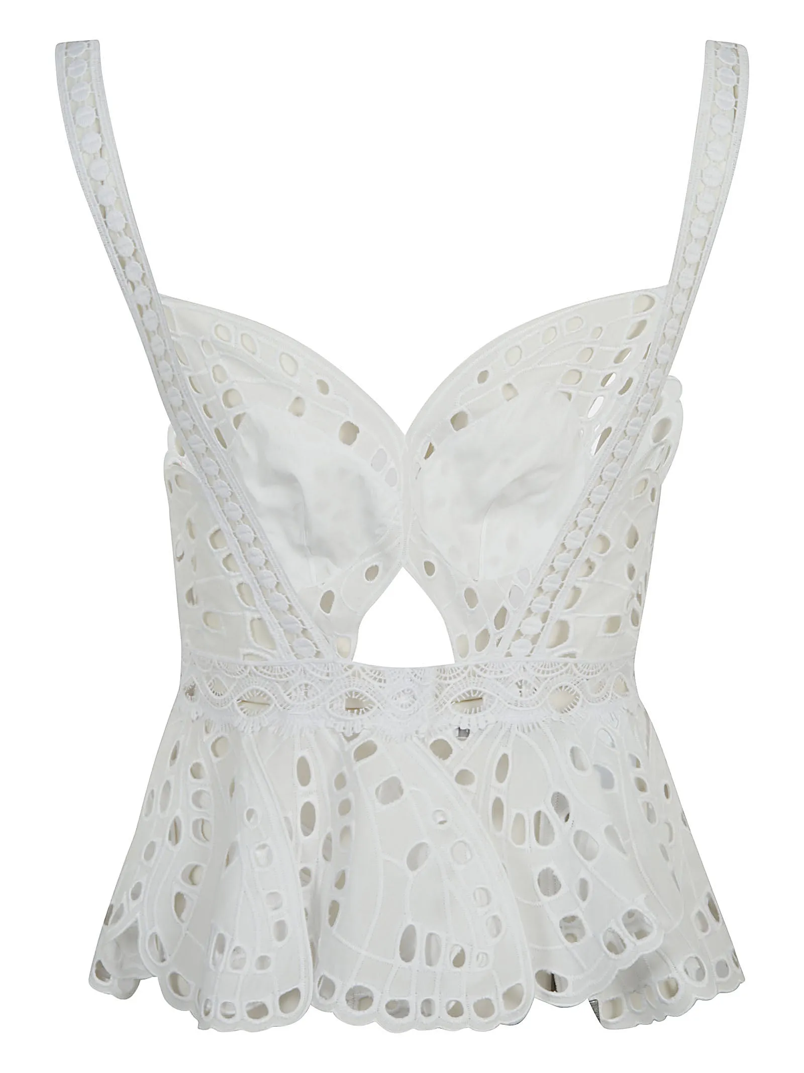 Alberta Ferretti Cut-Out Butterfly Lace Top