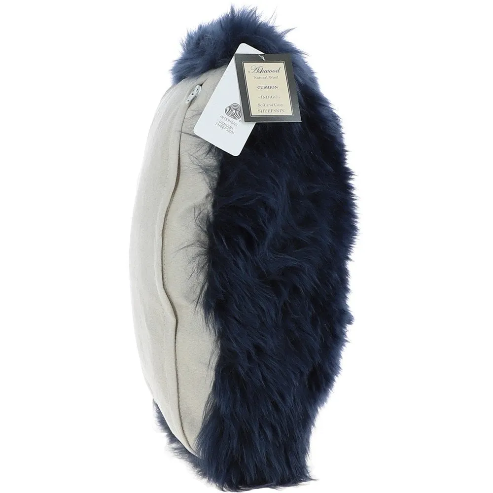 Ashwood Sheepskin Cushion Indigo