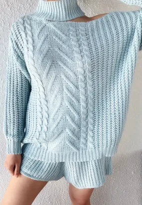 BAIKAL KNIT OVERSIZED LOUNGE SET - POWDER BLUE