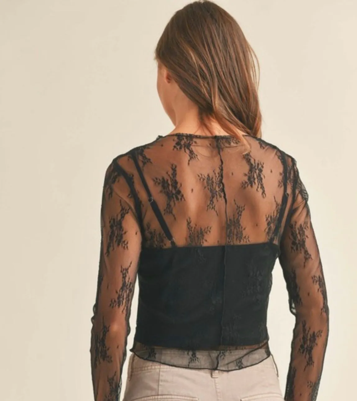 Black Lace Top with Lining Insert