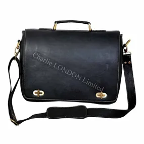 Black Leather Laptop MacBook Messenger Bags