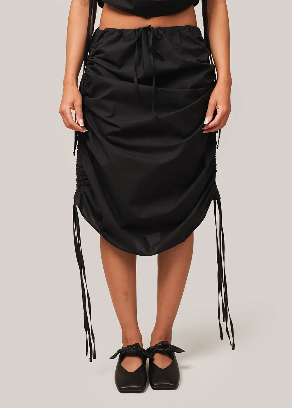 Black Pictorial Strap Skirt