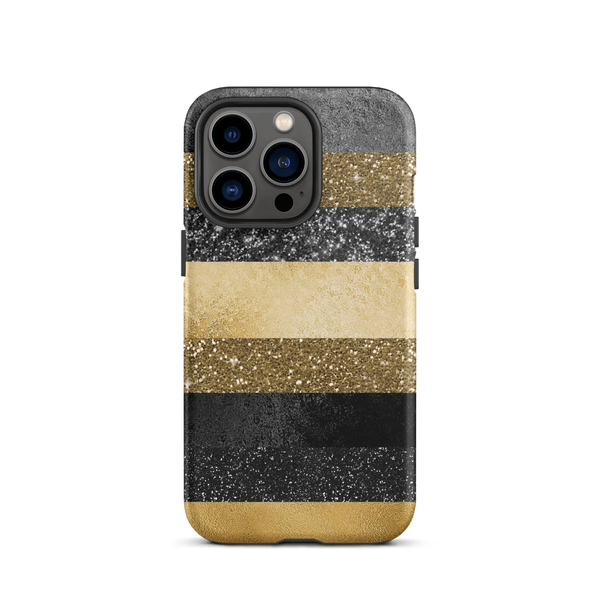 Black/Gold Glitter Stripes iPhone Case - KBB Exclusive