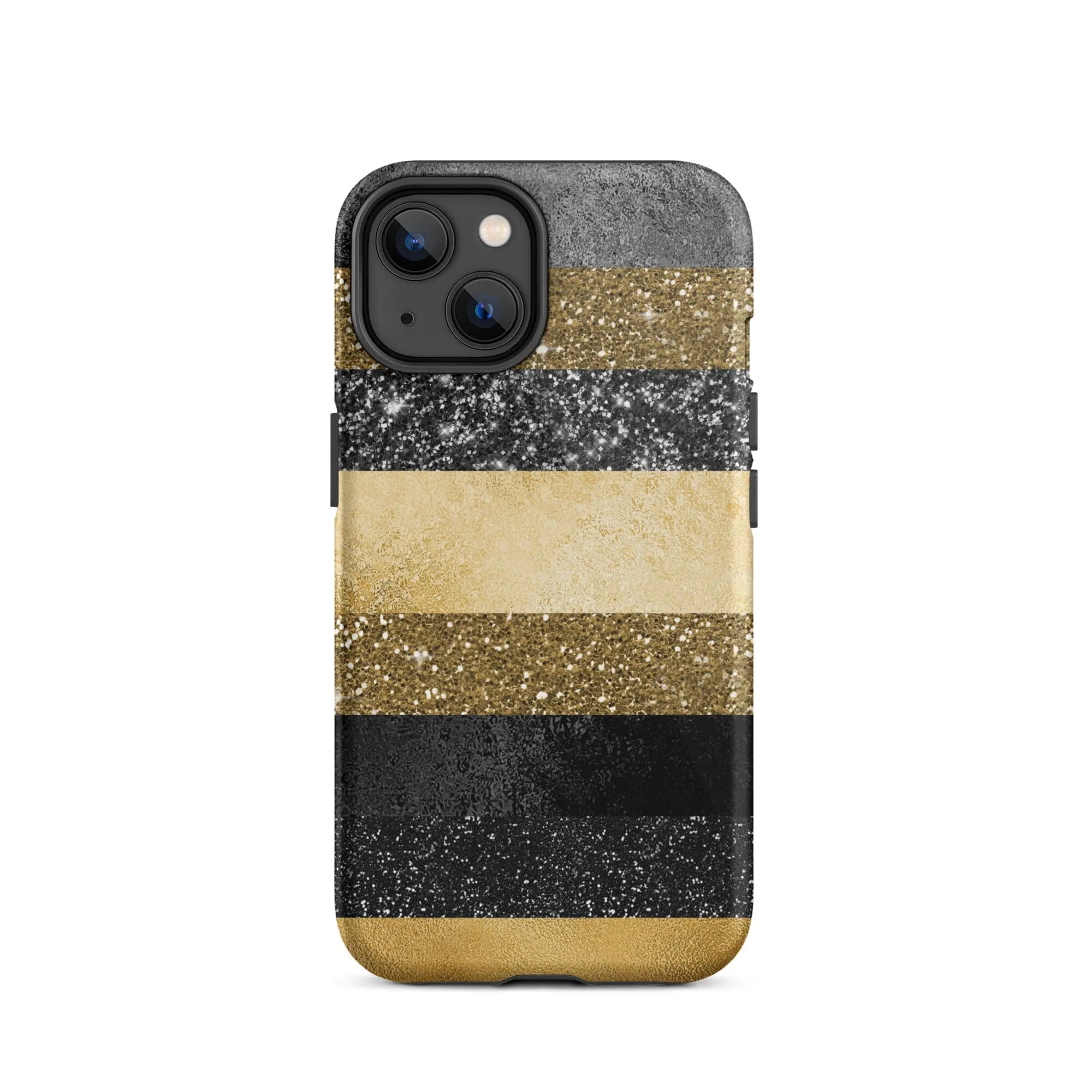 Black/Gold Glitter Stripes iPhone Case - KBB Exclusive