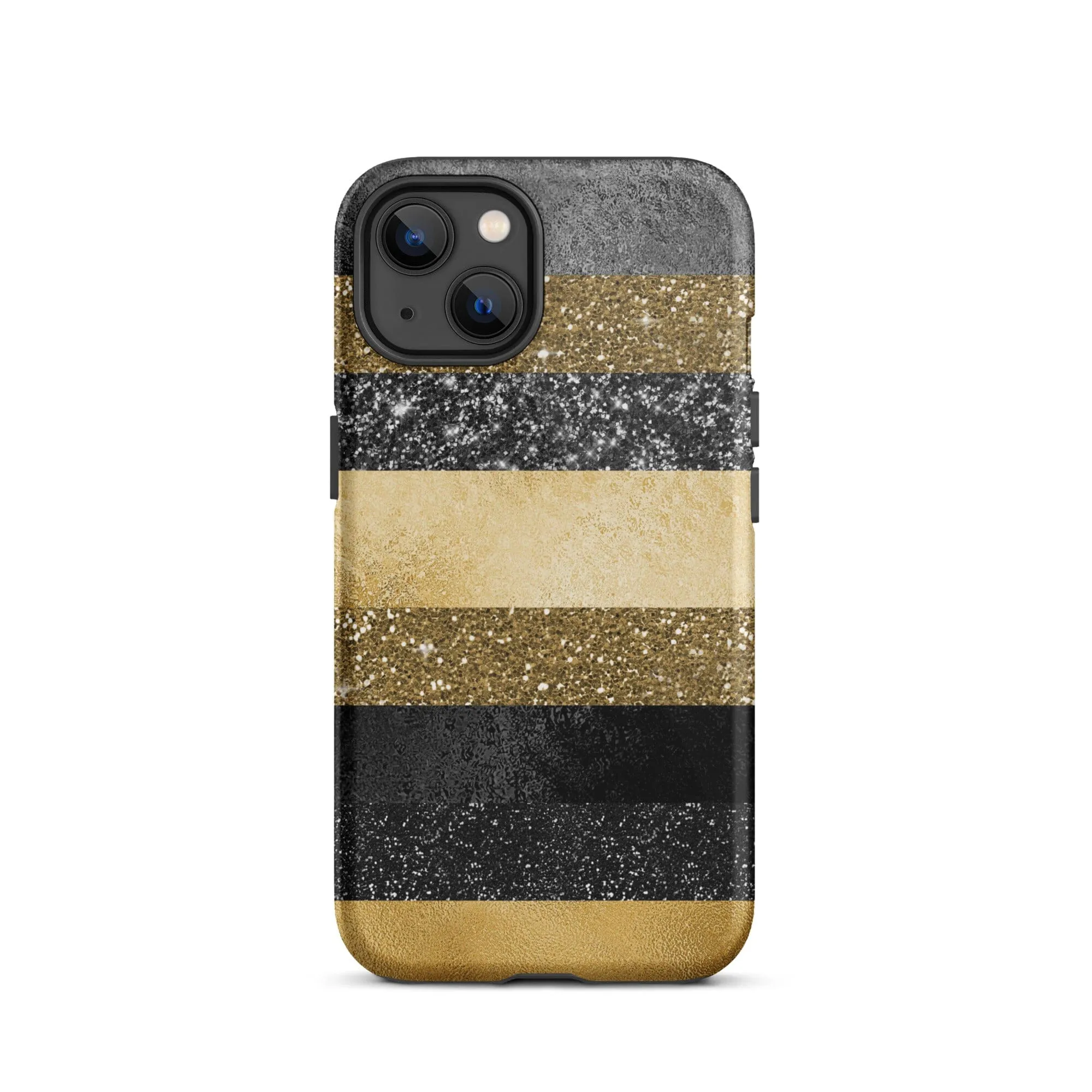 Black/Gold Glitter Stripes iPhone Case - KBB Exclusive