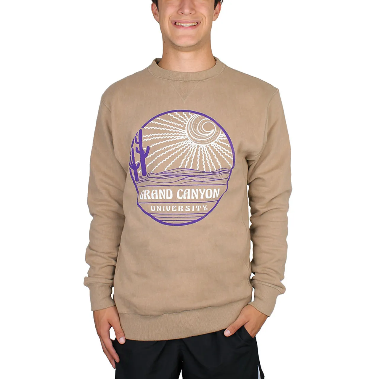 Blue 84 Men's Tan Grand Canyon University Desert Scene Crew