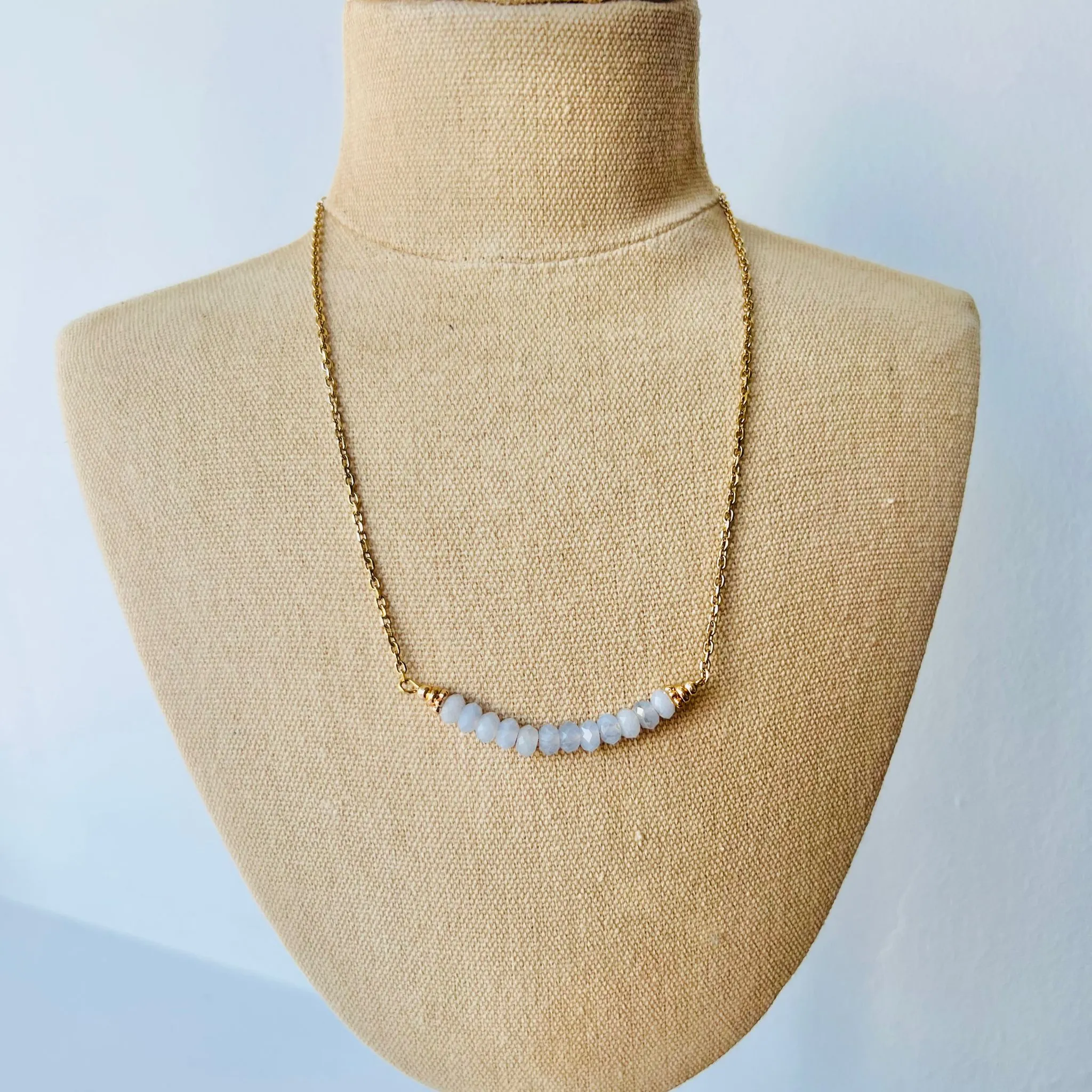 Blue Lace Agate Moon Necklace