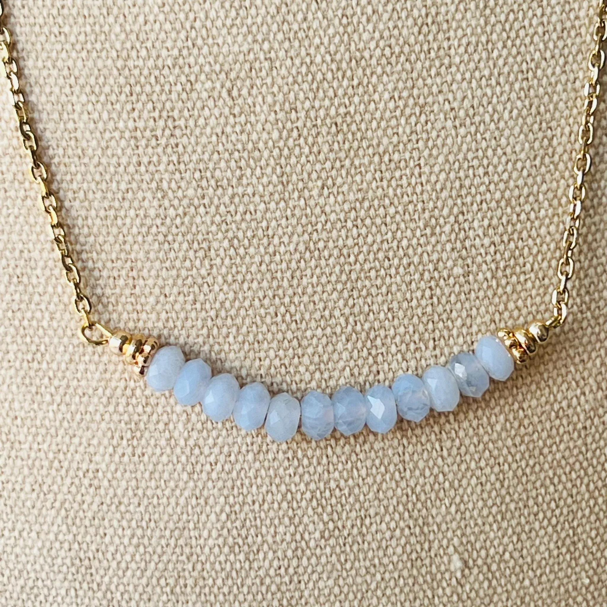 Blue Lace Agate Moon Necklace