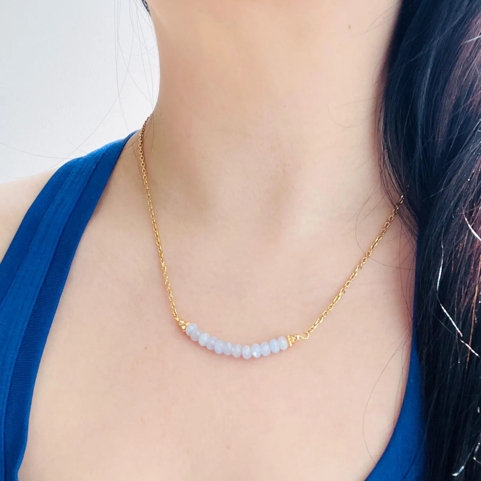 Blue Lace Agate Moon Necklace