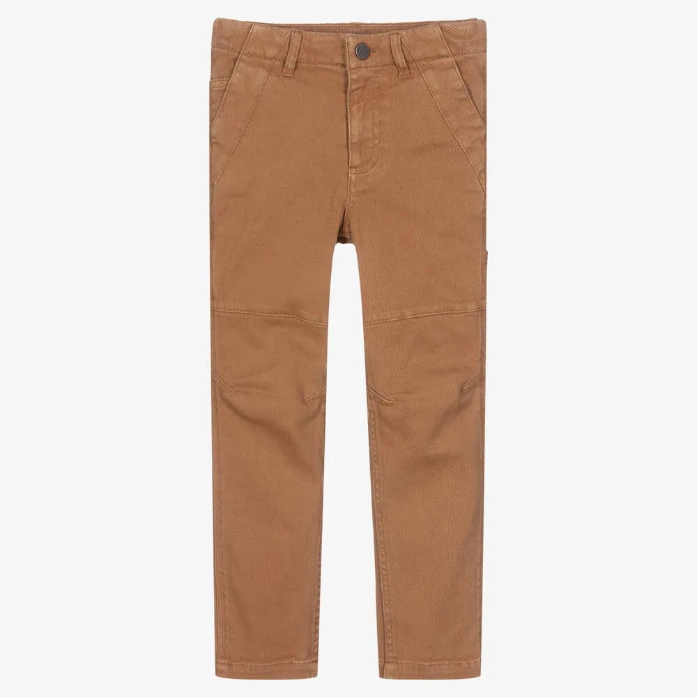 Boys Brown Cotton Chinos