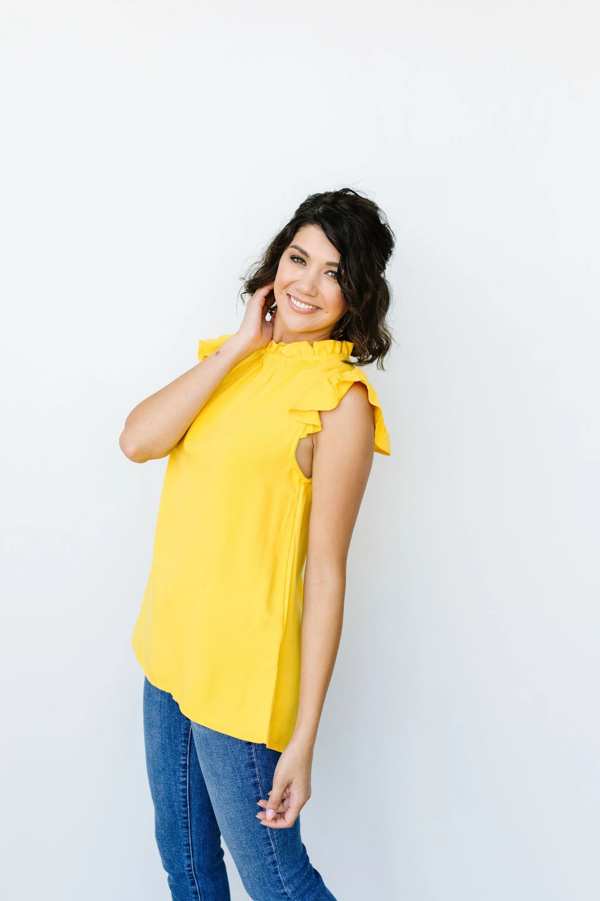 Build Me Up Buttercup Top In Yellow - On hand