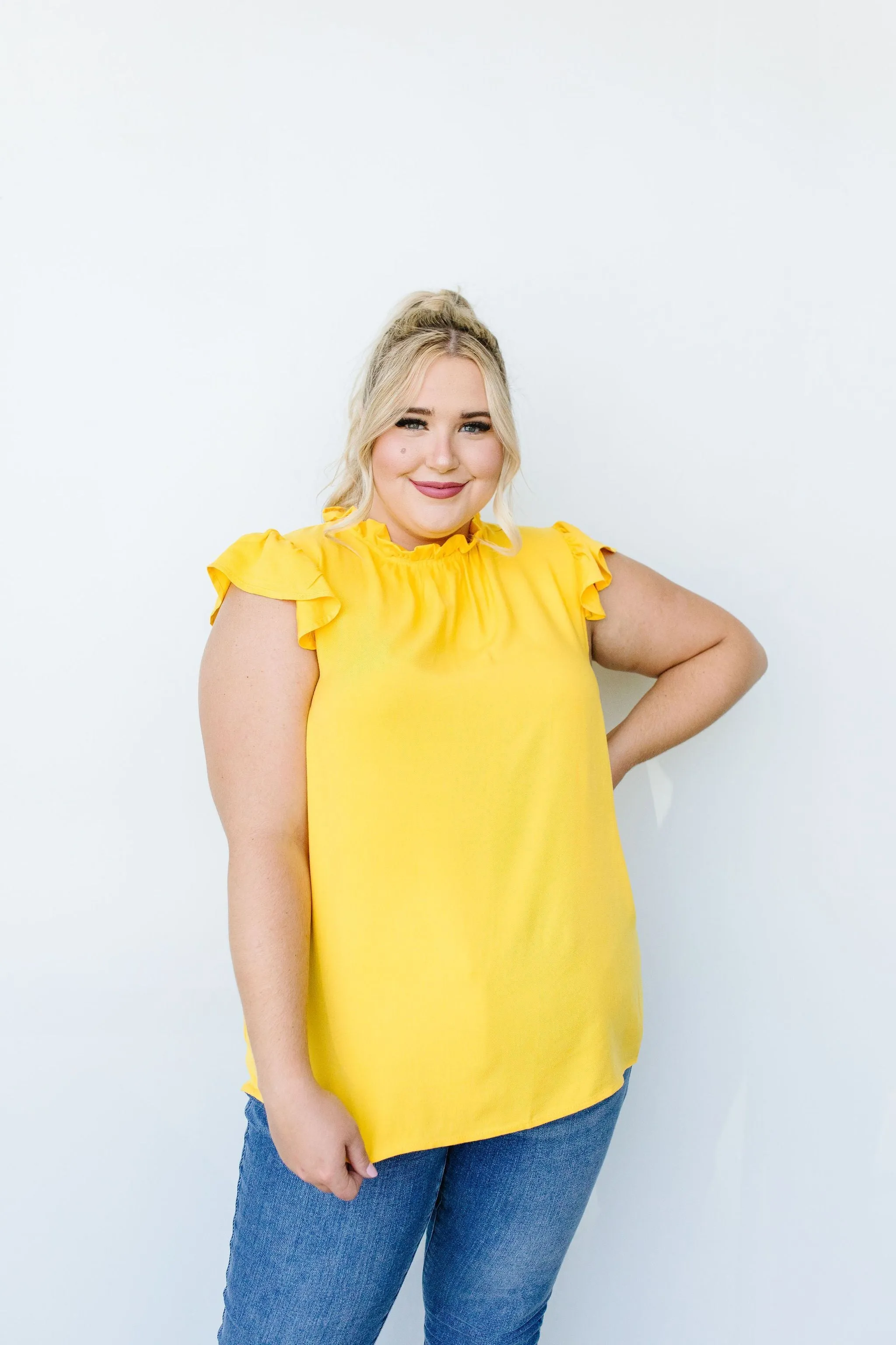 Build Me Up Buttercup Top In Yellow - On hand