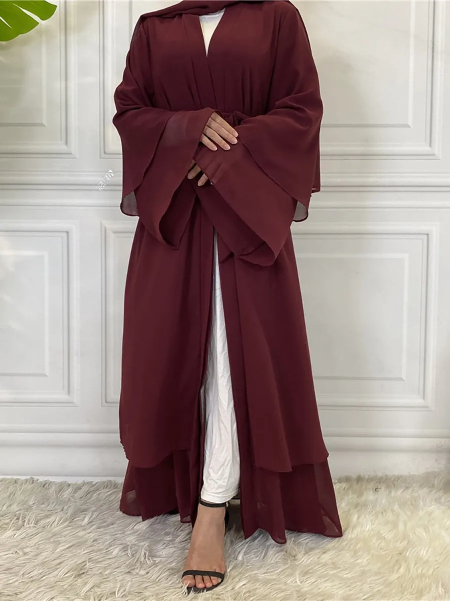 Chiffon Open Abaya Muslim For Women Kimono Modest Robe