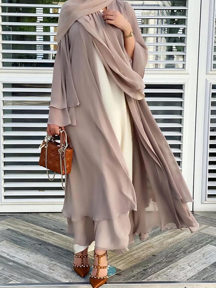 Chiffon Open Abaya Muslim For Women Kimono Modest Robe