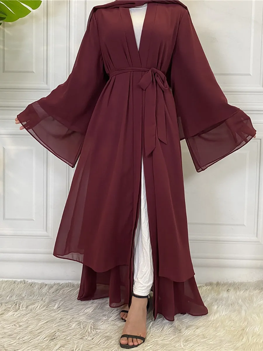 Chiffon Open Abaya Muslim For Women Kimono Modest Robe