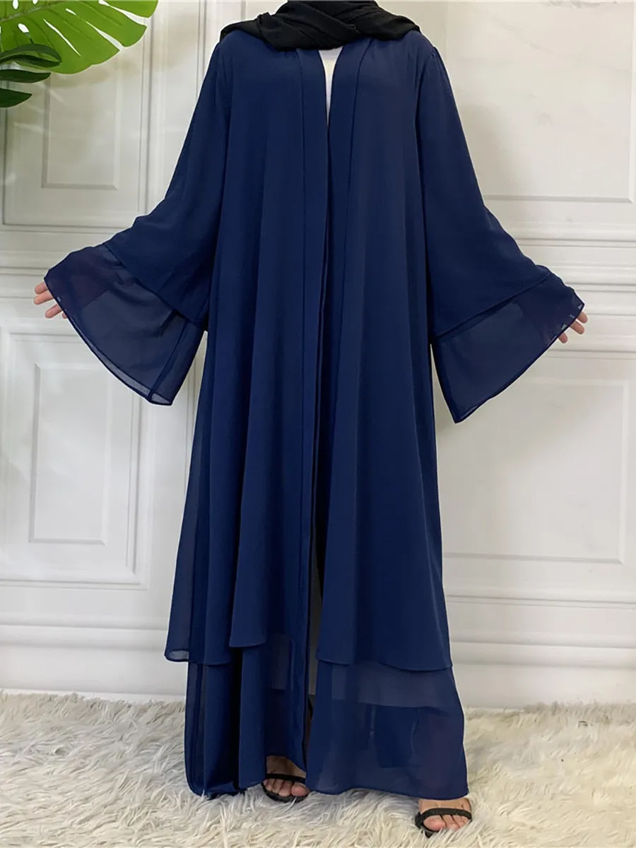 Chiffon Open Abaya Muslim For Women Kimono Modest Robe