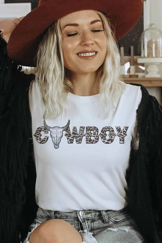 COWBOY LEOPARD GRAPHIC TEE PLUS SIZE