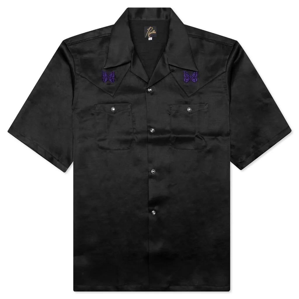 Cowboy One-Up Poly Slub Sateen S/S Shirt - Black