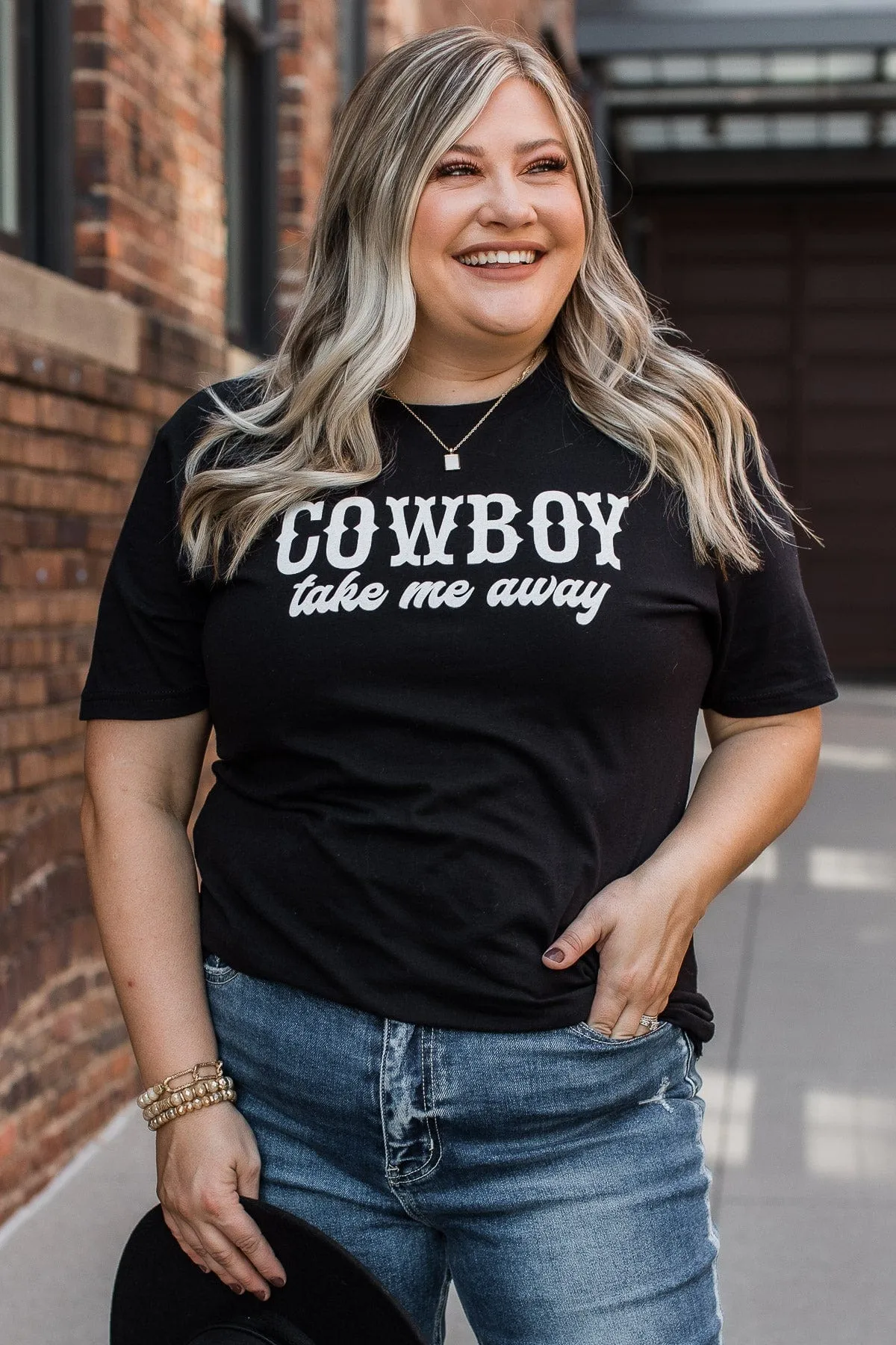 Cowboy Take Me Away Graphic Tee- Black