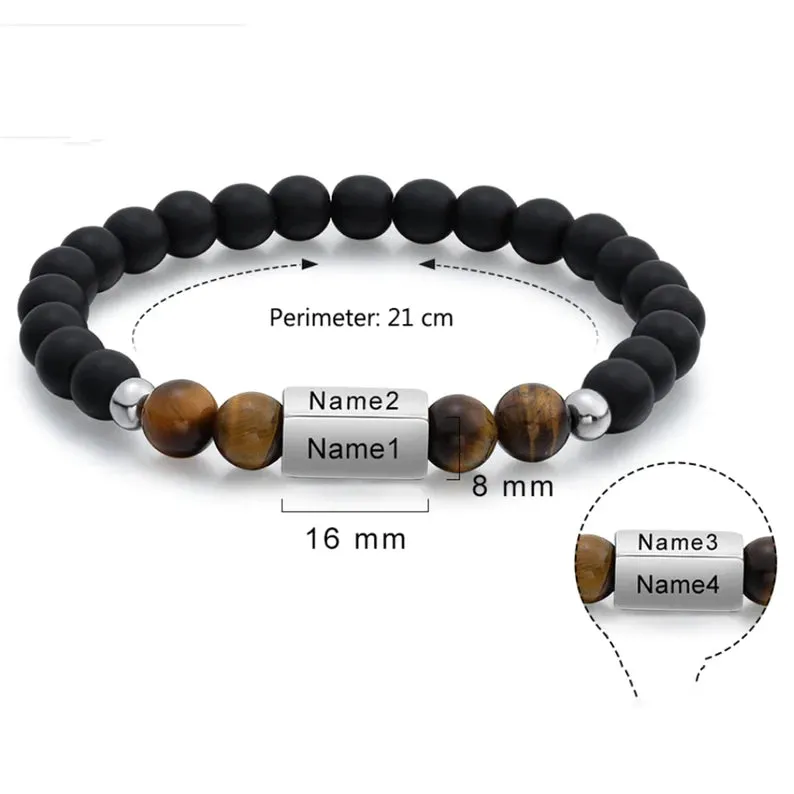 Custom Engraved 4 Names, Men Bracelet