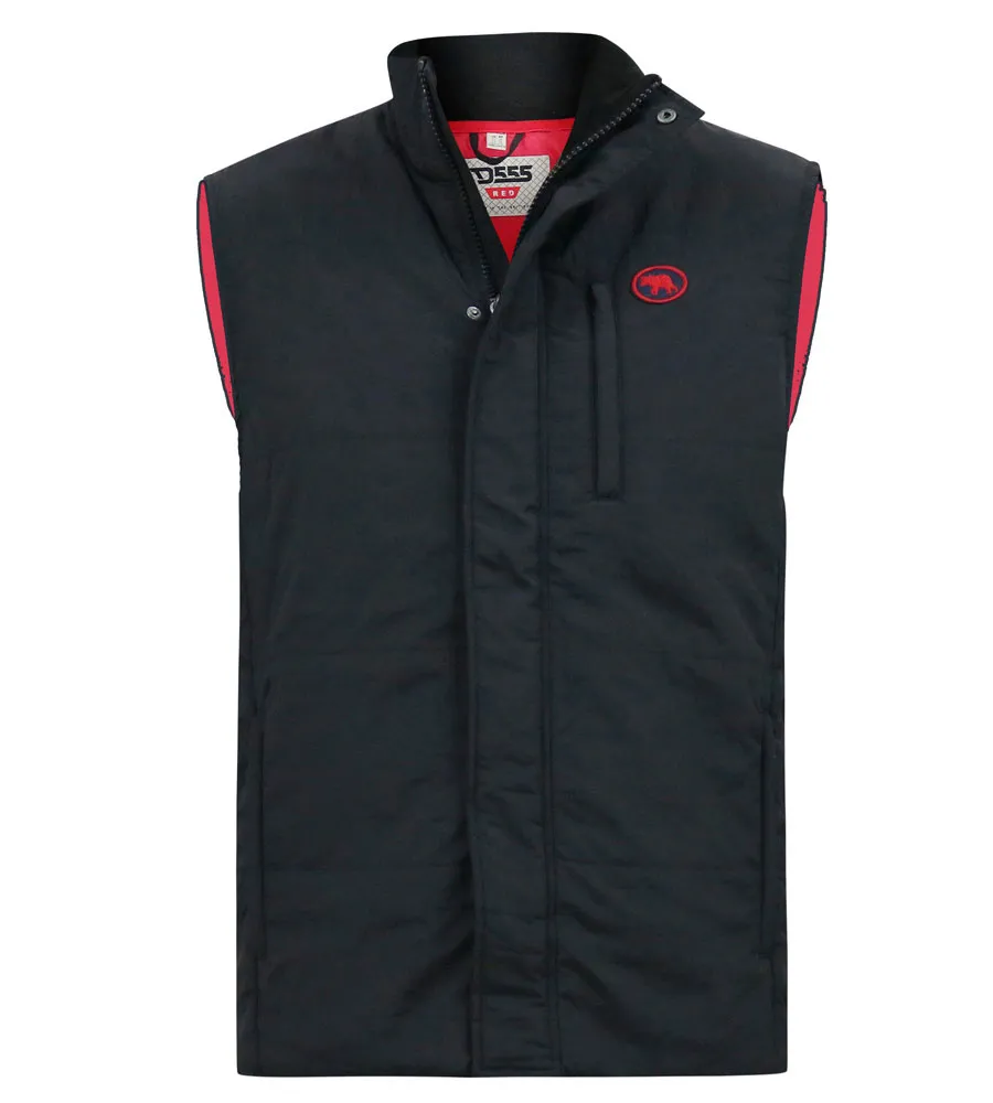 D555 Big Mens Black Padded Gilet With Contrast Colour Lining (FELIPE 1)