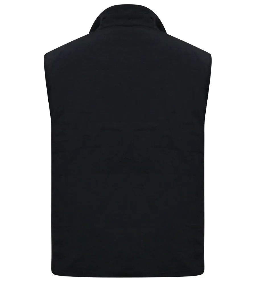 D555 Big Mens Black Padded Gilet With Contrast Colour Lining (FELIPE 1)