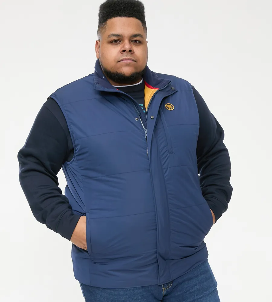 D555 Big Mens Navy Padded Gilet With Contrast Colour Lining (FELIPE 2)