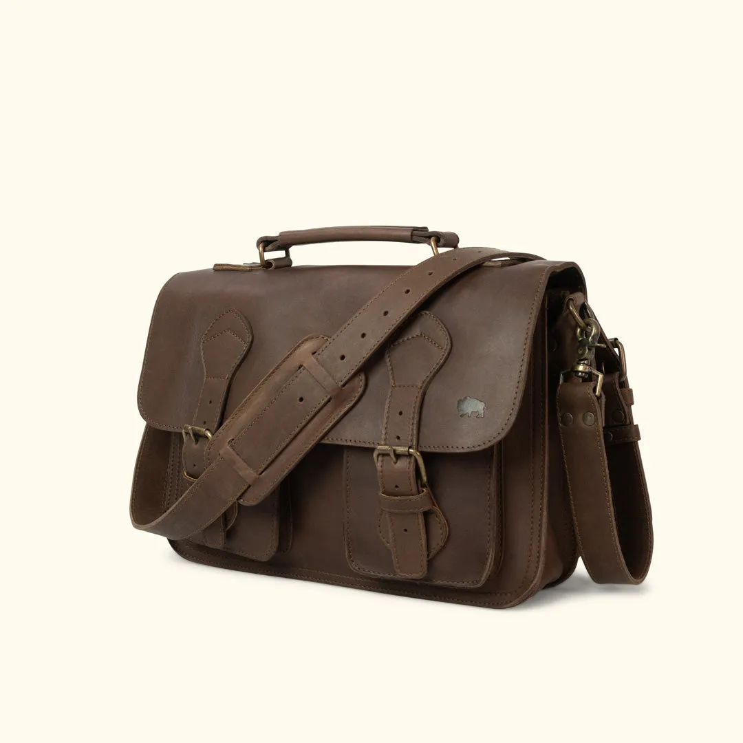 Denver Leather Briefcase | Dark Oak