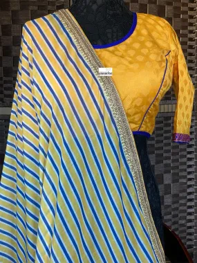 Designer Blouse - Yellow Blue Lining