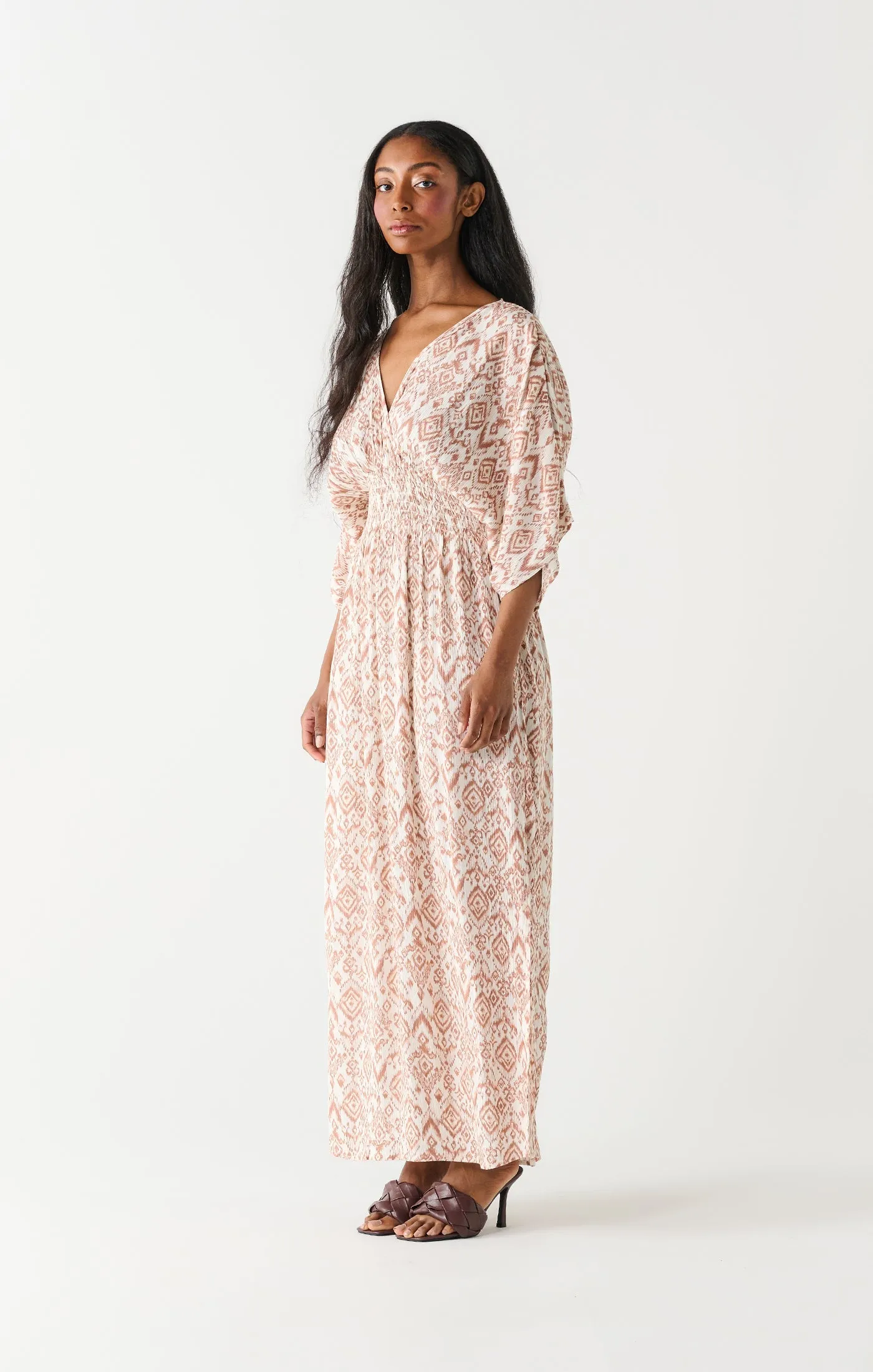 Dex Kimono Maxi Dress In Terracotta Ikat