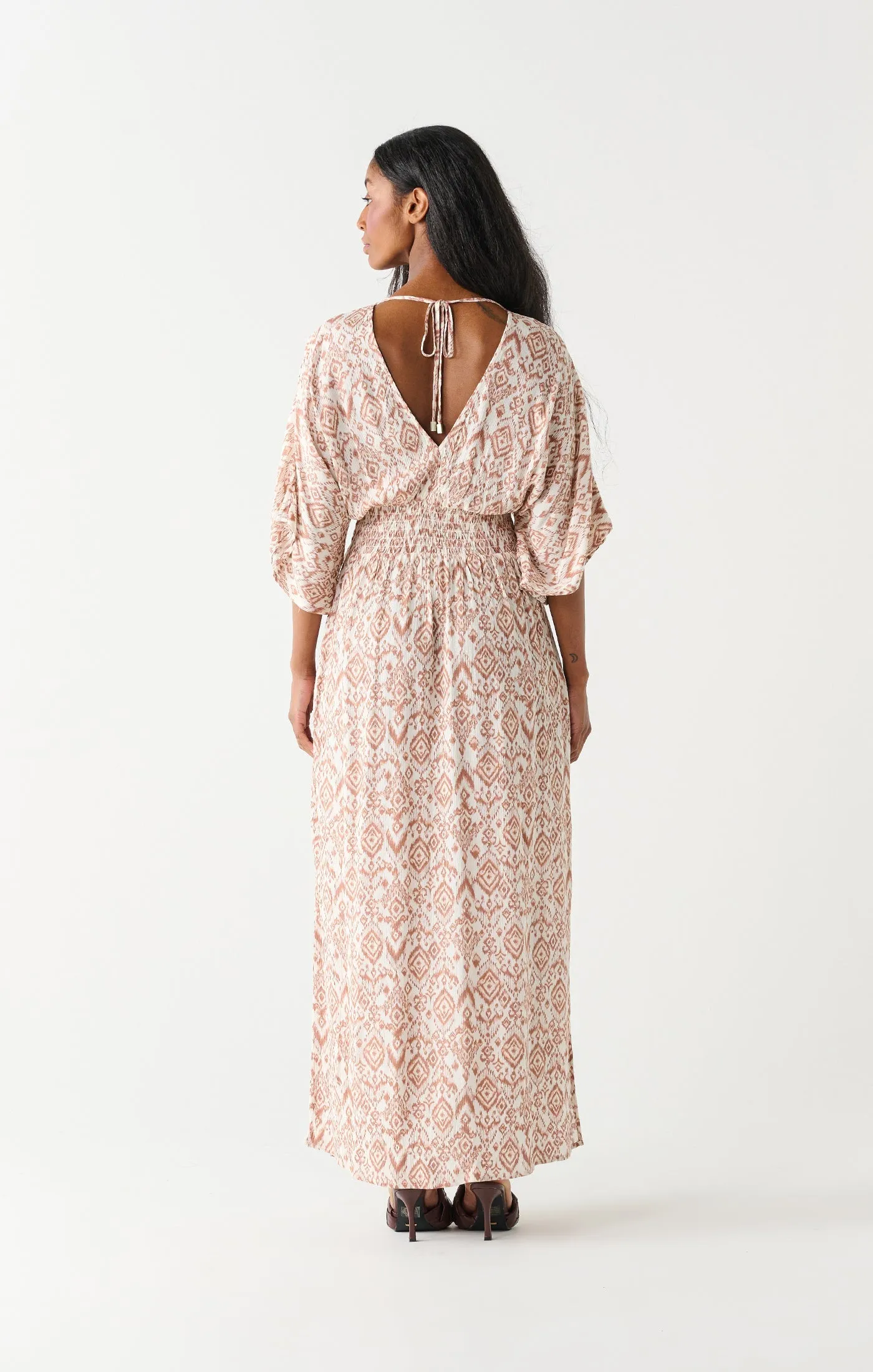 Dex Kimono Maxi Dress In Terracotta Ikat