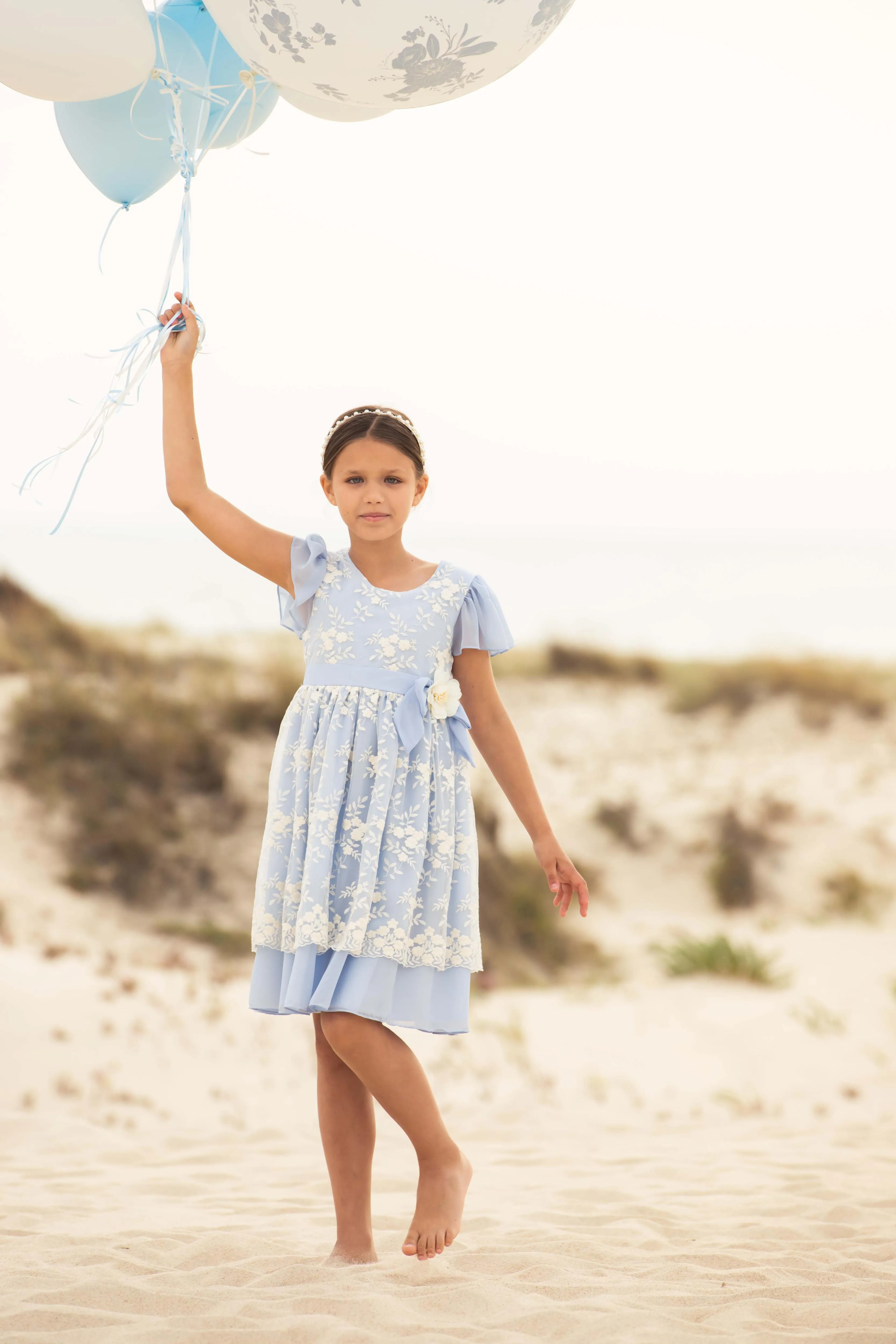 Dress Kids Girl Party Blue - Blue Porcelain