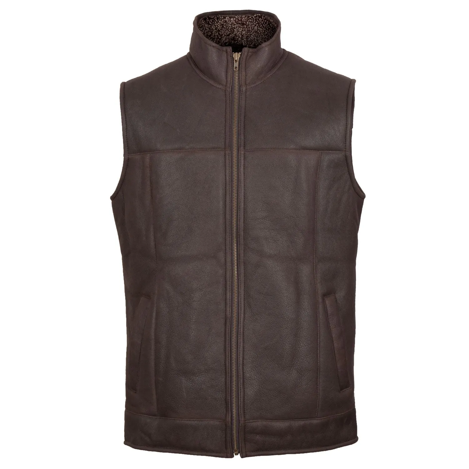 Dylan Men’s Brown & Snowtop Sheepskin Gilet