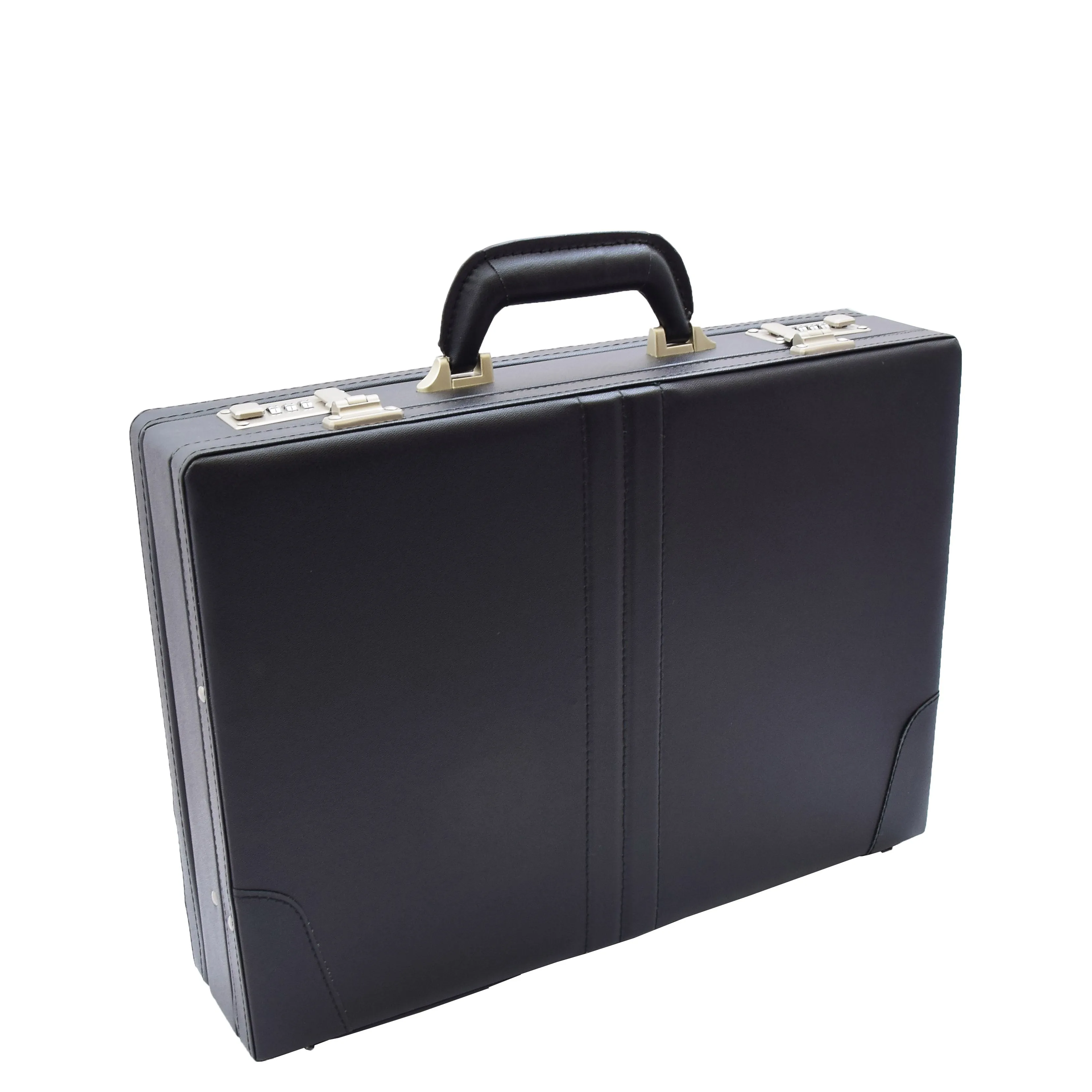 Faux Leather Briefcase Classic Traditional Attache Corbett Black