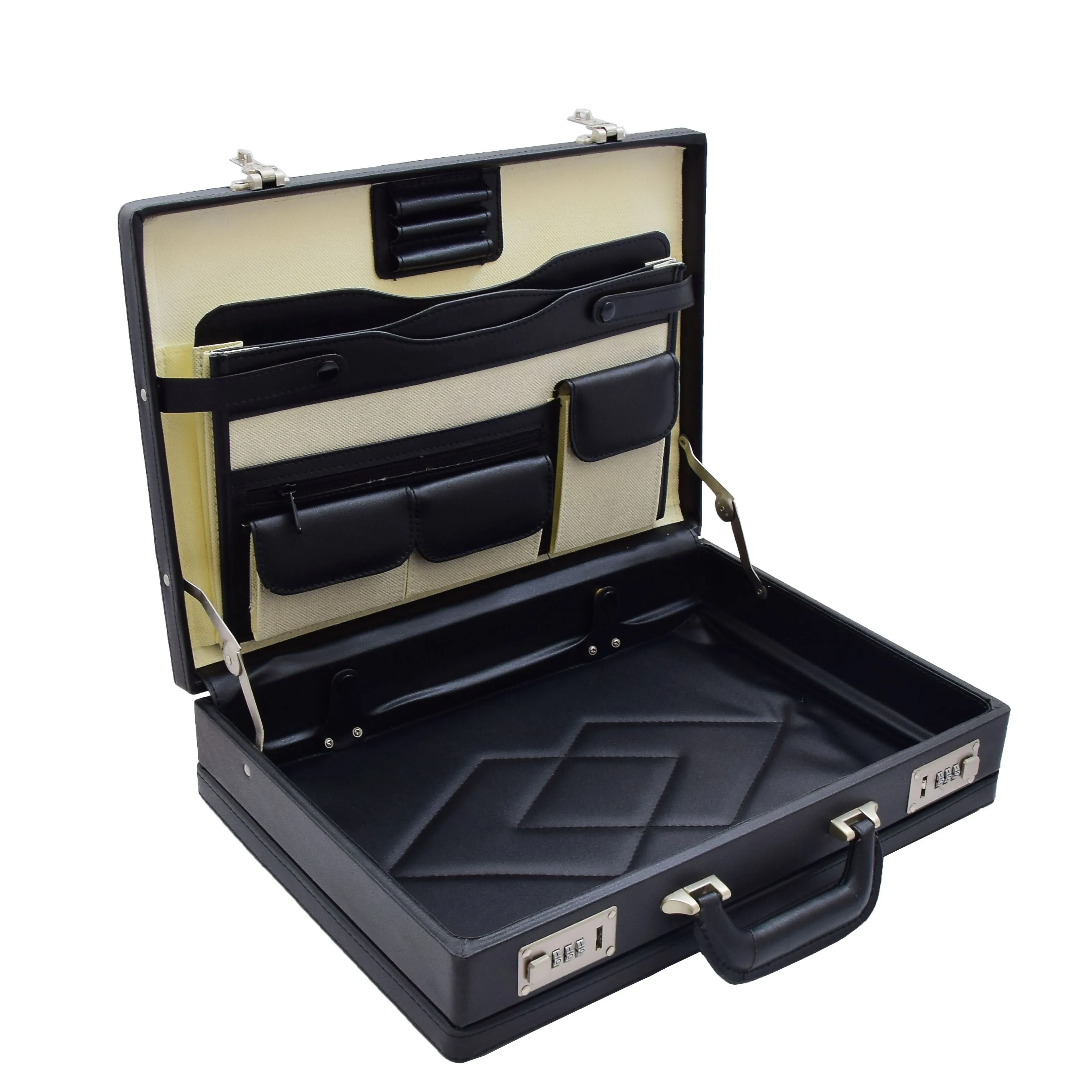 Faux Leather Briefcase Classic Traditional Attache Corbett Black