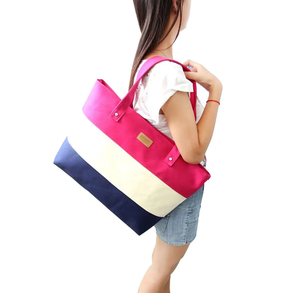 Forward 5 color Women Casual Medium Size Canvas Striped Hbags Zipper Shoulder Messenger Bags