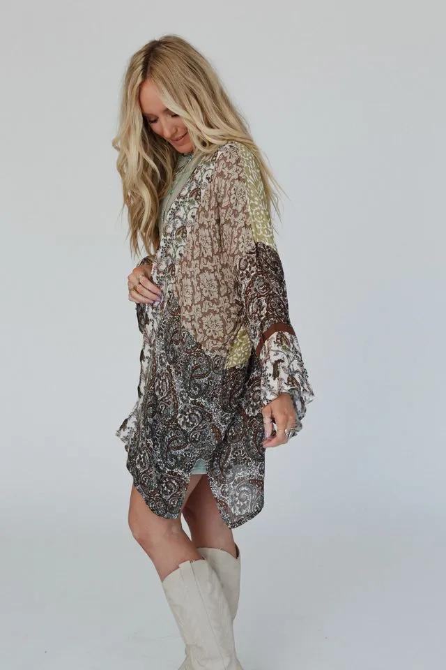 Free Spirit Floral Kimono - Brown