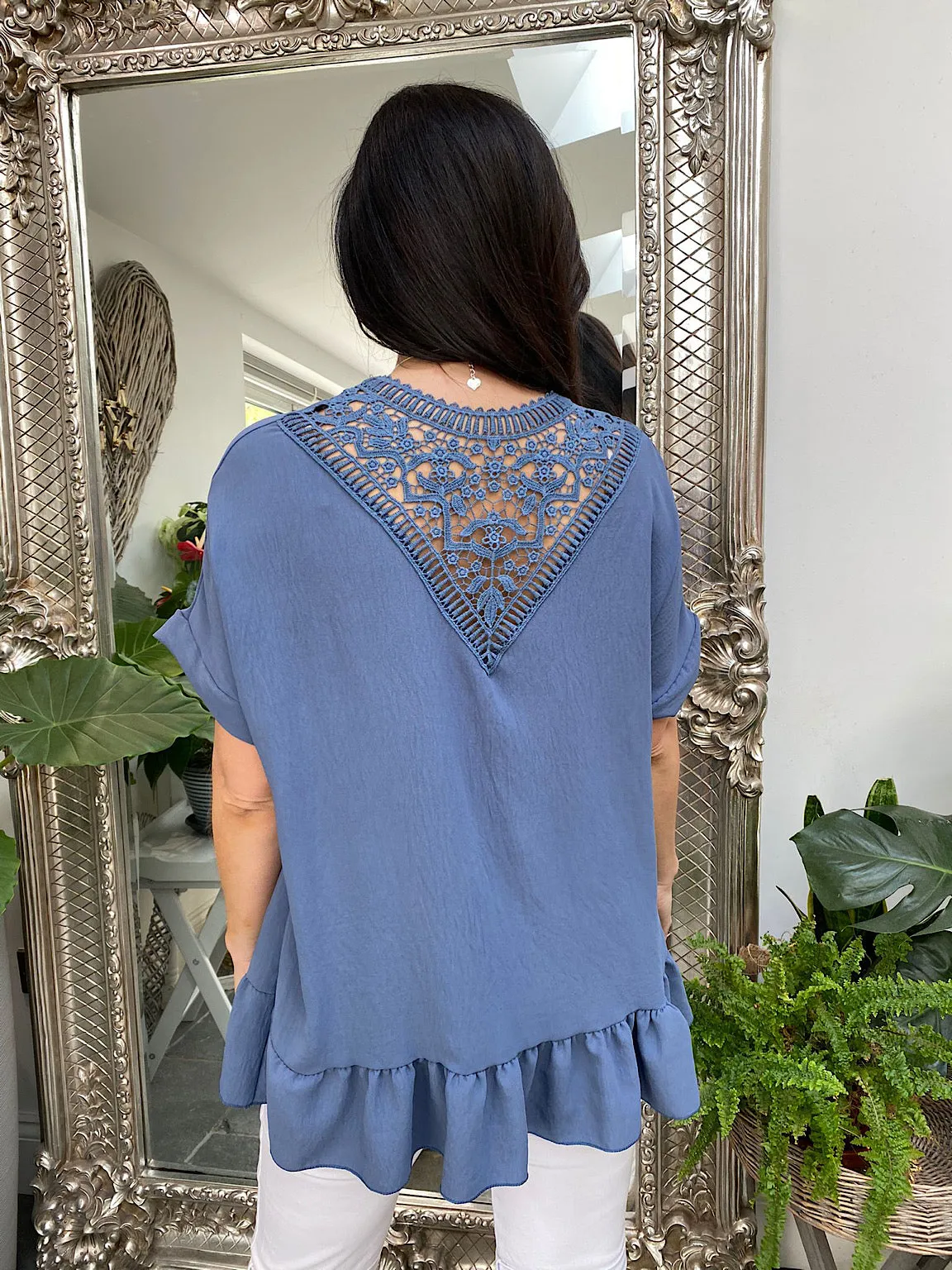 Frill Hem Back Lace Top Holly