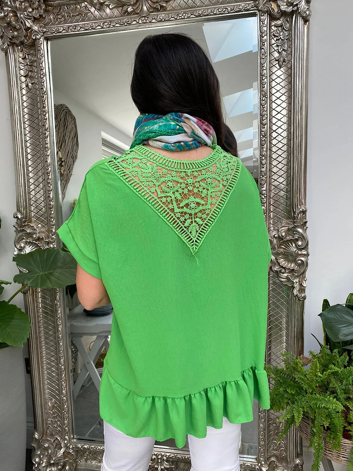 Frill Hem Back Lace Top Holly