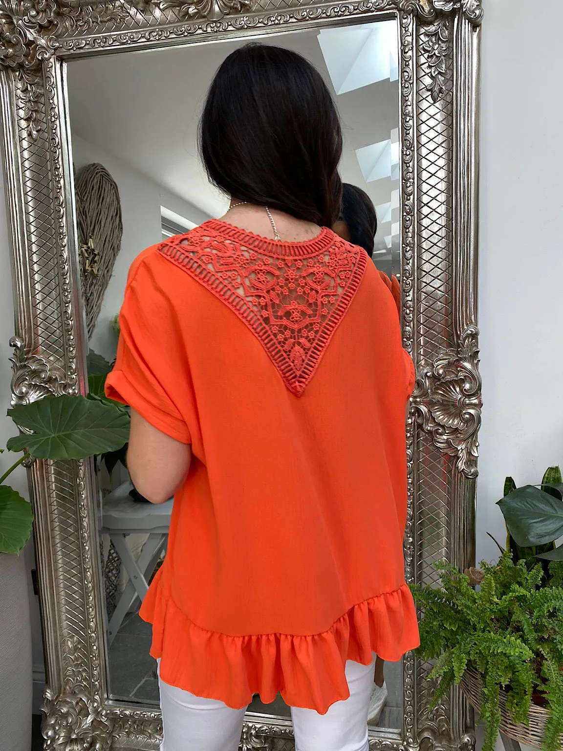 Frill Hem Back Lace Top Holly