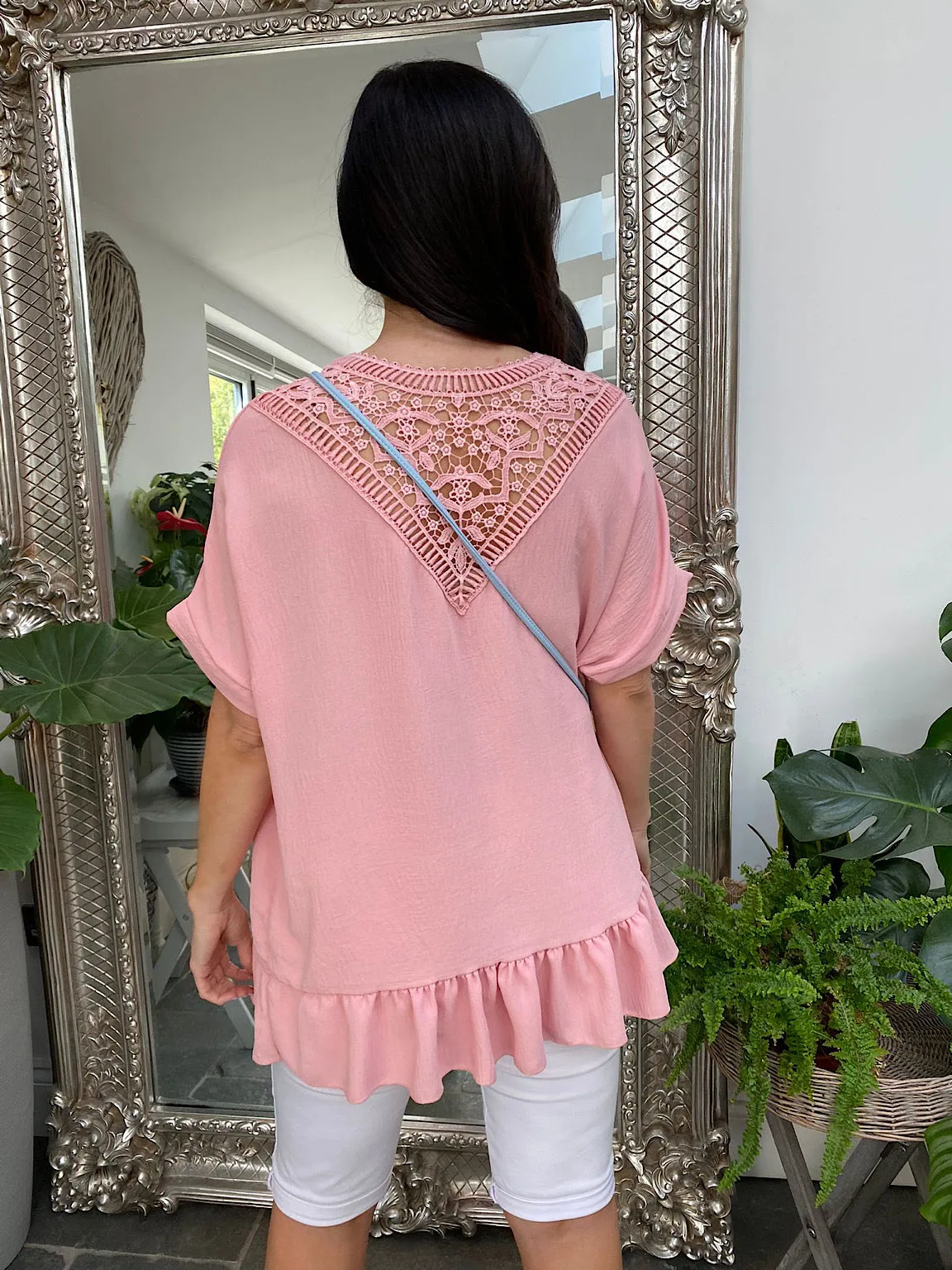 Frill Hem Back Lace Top Holly